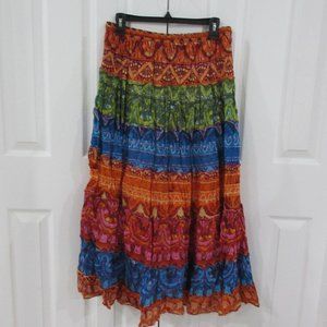 Jane Ashley Vibrant Colors Boho Midi Skirt